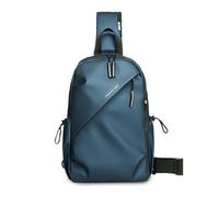 FANDARE Homme Sac de Poitrine Banane Urbain Bandoulière avec Trou pour écouteurs Imperméable PU Cuir Sling Crossbody Bag Pratique Poche Ventrale organisée Voyage Messager Outdoor Sport Sacs Bleu
