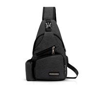 FANDARE Homme Sac de Poitrine Femme Sac d'Epaule Sacoche avec USB Sac Bandoulière Sling Bag Crossbody Bag pour Voyage, Cyclisme,Camping, randonnée, Imperméable Polyester Noir