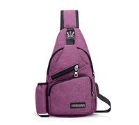 FANDARE Homme Sac de Poitrine Femme Sac d'Epaule Sacoche avec USB Sac Bandoulière Sling Bag Crossbody Bag pour Voyage, Cyclisme,Camping, randonnée, Imperméable Polyester Violet