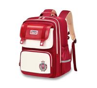FANDARE Léger Imperméable Cartable Enfant Garçon Fille École pour Primaire Maternelle Bretelles Larges Dos 3D Mousse Sangles Poitrine Antichoc Rouge