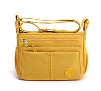FANDARE Léger Sac à Bandoulière Femme Sacs D'épaule Sling Porté Epaule Sacoche Imperméable Nylon pour Voyage École Sports Achats Crossbody Bag Jaune