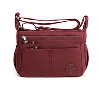 FANDARE Léger Sac à Bandoulière Femme Sacs D'épaule Sling Porté Epaule Sacoche Imperméable Nylon pour Voyage École Sports Achats Crossbody Bag Rouge