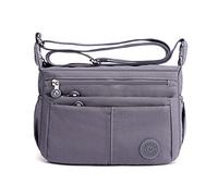 FANDARE Léger Sac à Bandoulière Femme Sacs D'épaule Sling Porté Epaule Sacoche Imperméable Nylon pour Voyage École Sports Achats Crossbody Bag Gris