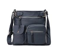 FANDARE Léger Sac à Bandoulière Main Sacs D'épaule Besaces Femmes Porté Epaule Sacoche Cuir PU Étanche Ado Portable Portefeuille Voyage Travail École Téléphone Crossbody Bag Bleu