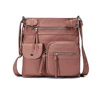 FANDARE Léger Sac à Bandoulière Main Sacs D'épaule Besaces Femmes Porté Epaule Sacoche Cuir PU Étanche Ado Portable Portefeuille Voyage Travail École Téléphone Crossbody Bag Rose