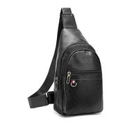 FANDARE Léger Sac de poitrine banane avec Passage pour Écouteurs cuir PU Sacs bandoulière crossbody, Style Urbain sac à dos du jour pour hommes femmes pour les voyages Sling Bag Noir
