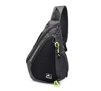 FANDARE Léger Sac de Poitrine Sac d'Epaule Sling Bag Sacoche Sac Bandoulière pour Homme Femme pour École Voyage Randonnée Camping Excursion Cyclisme Équitation Durable Polyester Noir
