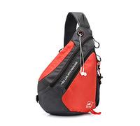 FANDARE Léger Sac de Poitrine Sac d'Epaule Sling Bag Sacoche Sac Bandoulière pour Homme Femme pour École Voyage Randonnée Camping Excursion Cyclisme Équitation Durable Polyester Rouge