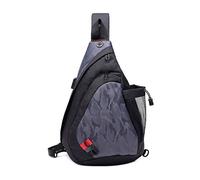FANDARE Léger Sac de Poitrine Sac d'Epaule Sling Chest Bag Sacoche avec USB Sac Bandoulière pour Homme Femme pour École Voyage Randonnée Camping Excursion Cyclisme Équitation Polyester Gris Noir