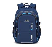 FANDARE Léger Sacs à Dos pour Enfants Sac a Dos Loisir d'école d'écolier Junior Cartable Ouverture Style réfrigérateur Sac à Dos réfléchissant Fille Scolaire Primaire Élémentaire Daypacks Bleu Roi A