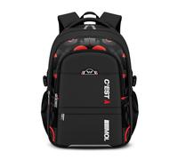 FANDARE Léger Sacs à Dos pour Enfants Sac a Dos Loisir d'école d'écolier Junior Cartable réfléchissant Fille Scolaire Primaire Élémentaire Collège Ecole Daypacks pour Les 3-9 Classes Noir Rouge