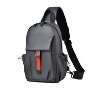 FANDARE Légère Homme Sac Banane Urbain Bandoulière compacte Sac de Poitrine Imperméable PU Cuir Sling Bag Pratique Poche Ventrale organisée Voyage Messager Outdoor Urbain de Sport Gris