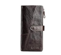 FANDARE Longue Portefeuille Homme Femme Pochette Cuir Portemonnaie Portefeuille à Billets Porte avec 18 * emplacements pour Cartes,Poche à Monnaie, pour la fête,Voyages, Affaires Marron Foncé