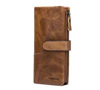 FANDARE Longue Portefeuille Homme Femme Pochette Cuir Portemonnaie Portefeuille à Billets Porte avec 18 * emplacements pour Cartes,Poche à Monnaie, pour la fête,Voyages, Affaires Marron