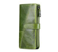 FANDARE Longue Portefeuille Homme Femme Pochette Cuir Portemonnaie Portefeuille à Billets Porte avec 18 * emplacements pour Cartes,Poche à Monnaie, pour la fête,Voyages, Affaires Vert
