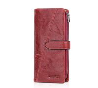 FANDARE Longue Portefeuille Homme Femme Pochette Cuir Portemonnaie Portefeuille à Billets Porte avec 18 * emplacements pour Cartes,Poche à Monnaie, pour la fête,Voyages, Affaires Rouge