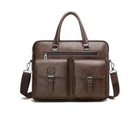 FANDARE Mallette Sacs pour 14 Pouces Ordinateur Portable Style Britannique Sacoches Bandoulière Homme Cuir Porte-Documents Cartable Serviette Portefeuille Sac Messenger pour Voyages Marron foncé