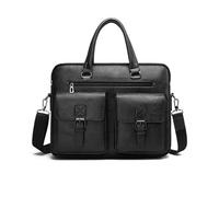 FANDARE Mallette Sacs pour 14 Pouces Ordinateur Portable Style Britannique Sacoches Bandoulière Homme Cuir Porte-Documents Cartable Serviette Portefeuille Sac Messenger pour Voyages Noir