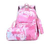 FANDARE Mignon Sac à Dos Enfant Filles Garçons Sacs à Dos Loisir avec Panier Repas & Trousse Sac a Dos Maternelle Cartables Scolaires Sacs d'école Sacs portés Dos Sacs Voyage Sacs Scolaires Rose