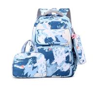 FANDARE Mignon Sac à Dos Enfant Filles Garçons Sacs à dos loisir avec panier repas & trousse Sac a dos maternelle Cartables scolaires Sacs d'école Sacs portés dos Sacs Voyage Sacs Scolaires Bleu foncé