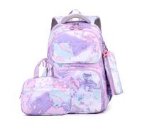 FANDARE Mignon Sac à Dos Enfant Filles Garçons Sacs à Dos Loisir avec Panier Repas & Trousse Sac a Dos Maternelle Cartables Scolaires Sacs d'école Sacs portés Dos Sacs Voyage Sacs Scolaires Violet
