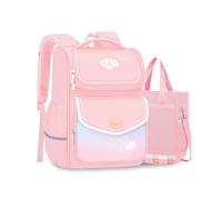 FANDARE Mignon Sacs à Dos pour Enfants avec Sac bandoulière Sac a Dos Loisir d'école d'écolier Junior Cartable réfléchissant Fille Scolaire Primaire Ecole Daypacks pour Les 3-6 Classes Rose
