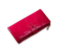FANDARE Mode Portefeuille Femme Porte-Cartes de crédit RFID Porte-chéquiers Homme Cuir Pochettes Portemonnaie Portefeuille à Billets pour Cartes pour la fête,Voyages, Fête, Achats Rose Rouge