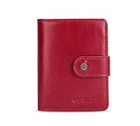 FANDARE Mode Portefeuille Homme RFID Court Porte Monnaie Femme Cuir veritable Portefeuille avec 12 * Fentes pour Carte de crédit,1*Poche à Monnaie, pour Voyage, fête, Mariage, Affaires Rouge