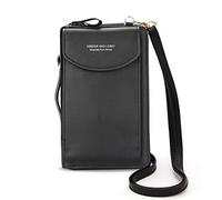 FANDARE Mode Sac Bandoulière Sacoche Portefeuille Léger pour téléphone Portable Crossbody Bag Sac d'épaule Femmes pour Fille Achats Fête École Voyage Cartable Pochette Étanche PU Noir AA