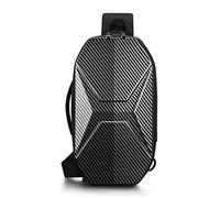 FANDARE Mode Sac de Poitrine Sac d'Epaule Sacoche de Ceinture Sling Crossbody Bag avec USB Homme Sac Bandoulière pour Voyage Randonnée Cyclisme Jogging Daypacks Étanche EVA Noir B