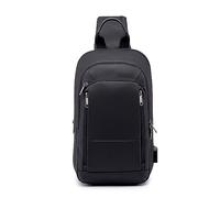 FANDARE Mode Sac de Poitrine Sling Bag Sacoche pour Homme Sac d'Epaule Sacoche avec USB Sac Bandoulière pour Affaires Cyclisme Équitation Voyage Grande Capacité Imperméable Polyester Noir A L
