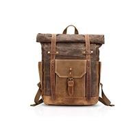 FANDARE Mode Sac d'école Voyage Sac à Dos Homme 15.6 Pouces Ordinateur Portable Daypack Outdoor Camping Grande Capacité Rucksack Toile, Marron, L, Sac à Dos Loisir