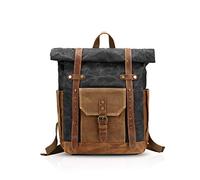 FANDARE Mode Sac d'école Voyage Sac à Dos Homme 15.6 Pouces Ordinateur Portable Daypack Outdoor Camping Grande Capacité Rucksack Toile, Noir, L, Sac à Dos Loisir