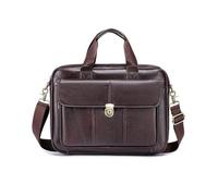 FANDARE Mode Sac Messenger avec Serrure sécurisée Professionnel en Cuir Vintage pour Homme, Sacs d'Ordinateur 14 Pouces Mallette avec Bretelle Détachable, Poignée Confortable Business Tote Bag Marron