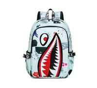FANDARE Motif requin Sac à dos scolaire léger Cartable pour étudiants Sacoche Sac d'école Sac de cours Collégien Adolescent Sacs à dos pour enfant pour Garçons Filles Voyages School Bag