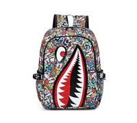 FANDARE Motif requin Sac à dos scolaire léger Cartable pour étudiants Sacoche Sac d'école Sac de cours Collégien Adolescent Sacs à dos pour enfant pour Garçons Filles Voyages School Bag