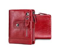 FANDARE Nouveau Portefeuille Hommes Femmes en Cuir véritable, Porte-Cartes avec Blocage RFID,13 Porte Carte Crédit, Petit Porte Bancaire avec Compartiment à Billets et Poche à Monnaie Rouge