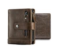 FANDARE Nouveau Portefeuille Hommes Femmes en Cuir véritable, Porte-Cartes avec Blocage RFID,13 Porte Carte Crédit, Petit Porte Bancaire avec Compartiment à Billets et Poche à Monnaie Marron