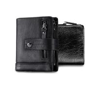 FANDARE Nouveau Portefeuille Hommes Femmes en Cuir véritable, Porte-Cartes avec Blocage RFID,13 Porte Carte Crédit, Petit Porte Bancaire avec Compartiment à Billets et Poche à Monnaie Noir
