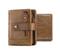 FANDARE Nouveau Portefeuille Hommes Femmes en Cuir véritable, Porte-Cartes avec Blocage RFID,13 Porte Carte Crédit, Petit Porte Bancaire avec Compartiment à Billets et Poche à MonnaieKaki