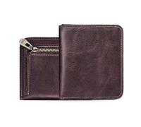 FANDARE Nouveau Portefeuille Unisexe Minimaliste Porte-Cartes Hommes Femmes Wallet en Cuir véritable avec 6 Porte Carte Crédit Petit Porte Bancaire Compartiment à Billets et Poche à Monnaie Brun