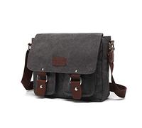 FANDARE Nouveau Rétro Sacs bandoulière Homme Femme Sacs à Main Cartable Sacs à Dos porté Travers Sacoche Entreprise Sac d'épaule Pochette Garçon Voyage Toile Messenger Sac de Ville Gris Foncé