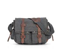 FANDARE Nouveau Rétro Sacs Portés épaule Messenger Bag Sac Bandoulière 14 Pouces Laptop Briefcase Hommes Femmes Sac de Sport Travail Ecole Cartable Canvas ,Taille Unique,Gris