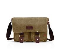 FANDARE Nouveau Rétro Sacs Portés épaule Messenger Bag Sac Bandoulière 14 Pouces Laptop Briefcase Hommes Femmes Sac de Sport Travail Ecole Cartable Grand Toile Marron