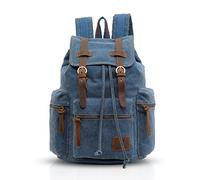 FANDARE Nouveau Sac à Dos Sacs de randonnée Ordinateurs Portables Sac à Dos Cartable Bookbag Alpinisme Multi-Fonction Sac de Toile Vintage,Taille Unique,Bleu