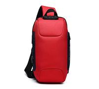 FANDARE Nouveau Sac de Poitrine Anti-vol Sac d'Epaule Sacoche Homme avec Verrou Mot de Passe,USB,Réfléchissante Sac Bandoulière Imperméable Sling Bag pour Cyclisme,Camping,Voyage Polyester Rouge