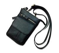 FANDARE Petit Sacs bandoulière Sac Sacoche Banane, Homme Crossbody Bag Sac d'épaule Sac de Taille, Cuir Sac de Messager pour Phone, Escalade, Jogging, Randonnée, Voyage Gris Noir