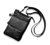 FANDARE Petit Sacs bandoulière Sac Sacoche Banane, Homme Crossbody Bag Sac d'épaule Sac de Taille, Cuir Sac de Messager pour Phone, Escalade, Jogging, Randonnée, Voyage Noir A