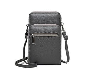 FANDARE Petite Pochette Téléphone Épaule, Sac à Main Souple en Simili Cuir pour Femmes, Sac Bandoulière Polyvalent pour Femmes avec Multi-Compartiments Gris