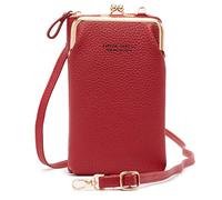 FANDARE Petits Sacs pour Téléphone Sac Bandoulière Sac à Main Femme Portefeuille avec des Fentes Pochette pour Carte de crédit Crossbody Bag Rouge